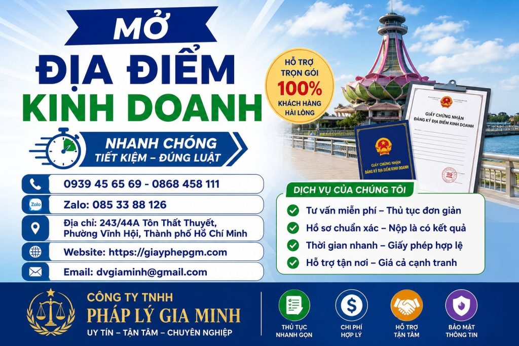 Mở địa điểm kinh doanh Đồng Tháp