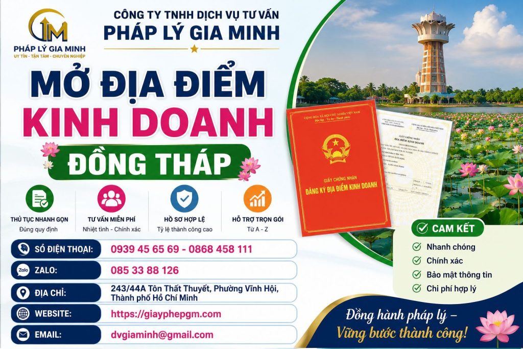 Mở địa điểm kinh doanh nhanh Đồng Tháp