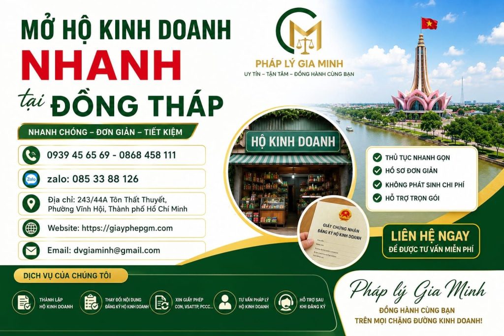 Mở hộ kinh doanh nhanh tại Đồng Tháp