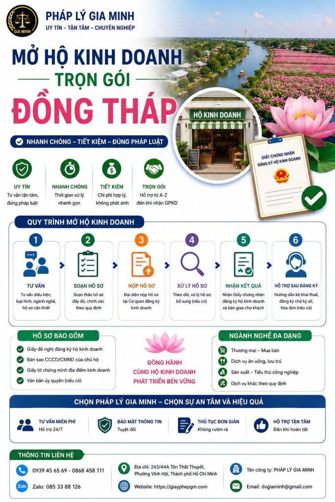 Mở hộ kinh doanh trọn gói Đồng Tháp