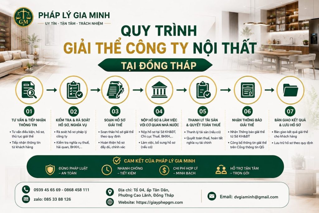 Quy trình giải thể công ty nội thất tại Đồng Tháp