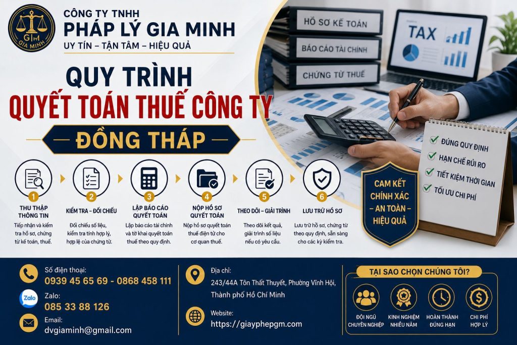 Dịch vụ quyết toán thuế tại Đồng Tháp chuyên nghiệp, an toàn, tối ưu rủi ro doanh nghiệp 3 Quy trình quyết toán thuế công ty Đồng Tháp