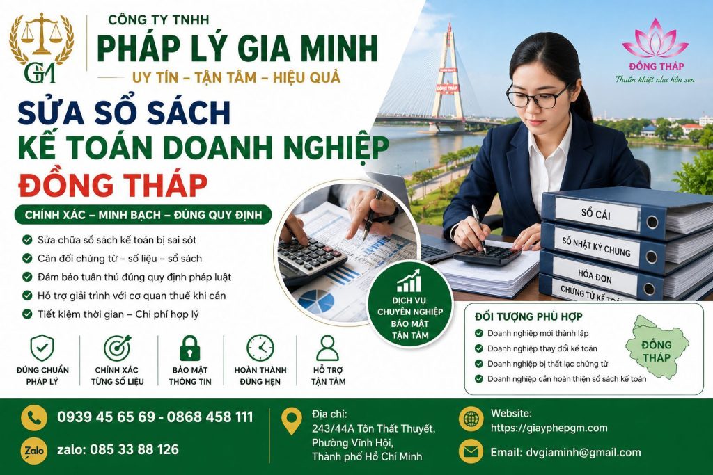 Dịch vụ làm sổ sách kế toán tại Đồng Tháp uy tín – Giải pháp tối ưu cho doanh nghiệp 7 Sửa sổ sách kế toán doanh nghiệp Đồng Tháp
