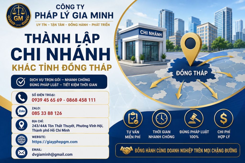 Dịch vụ mở chi nhánh công ty tại Đồng Tháp uy tín 4 Thành lập chi nhánh khác tỉnh Đồng Tháp