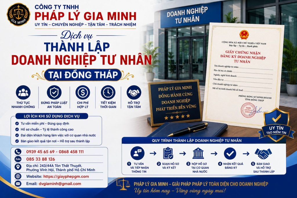 Thành lập doanh nghiệp tư nhân Đồng Tháp