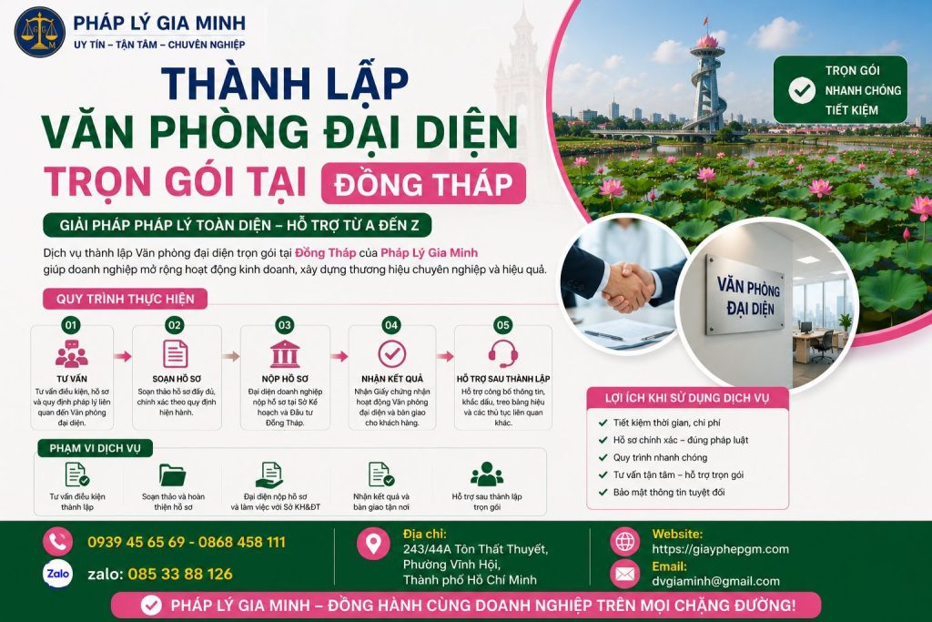 Thành lập văn phòng đại diện trọn gói Đồng Tháp