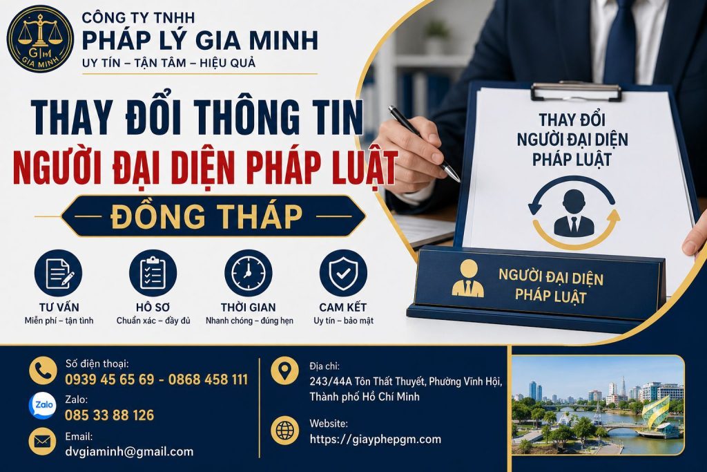 Thay đổi thông tin người đại diện pháp luật Đồng Tháp