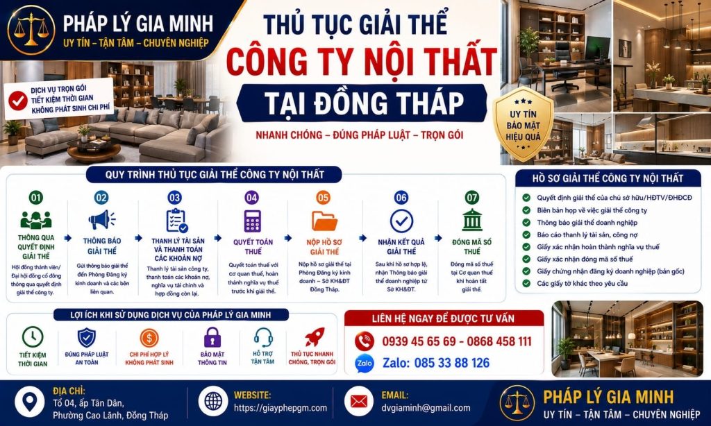 Thủ tục giải thể công ty nội thất tại Đồng Tháp