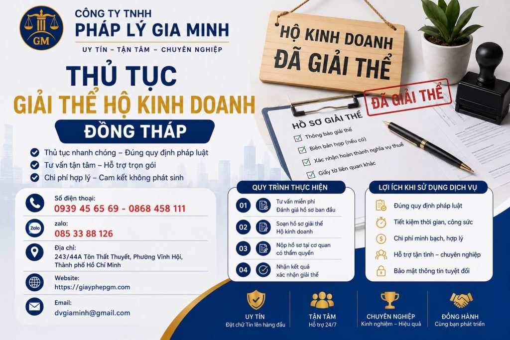 Dịch vụ giải thể hộ kinh doanh tại Đồng Tháp uy tín, nhanh chóng, đúng quy định 3 Thủ tục giải thể hộ kinh doanh Đồng Tháp