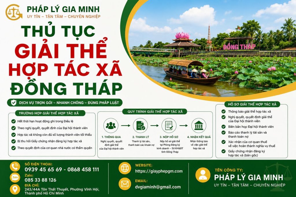 Thủ tục giải thể hợp tác xã Đồng Tháp