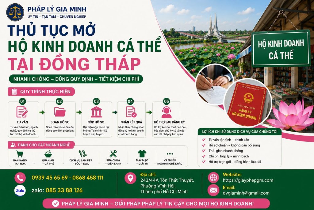 Thủ tục mở hộ kinh doanh cá thể Đồng Tháp