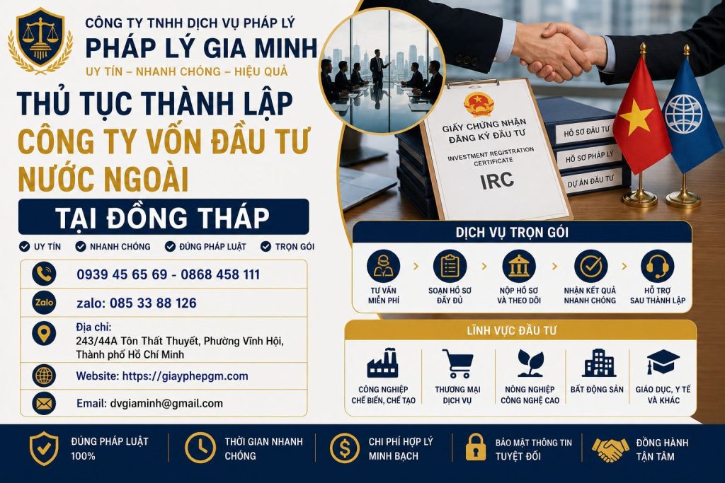 Thủ tục thành lập công ty vốn đầu tư nước ngoài Đồng Tháp
