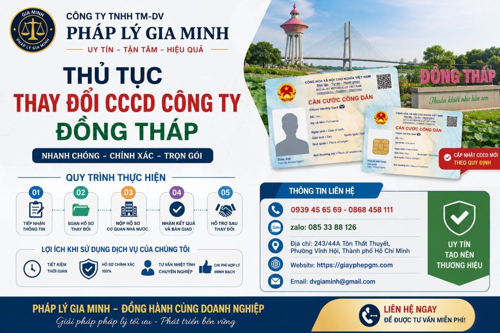 Thủ tục thay đổi CCCD công ty Đồng Tháp