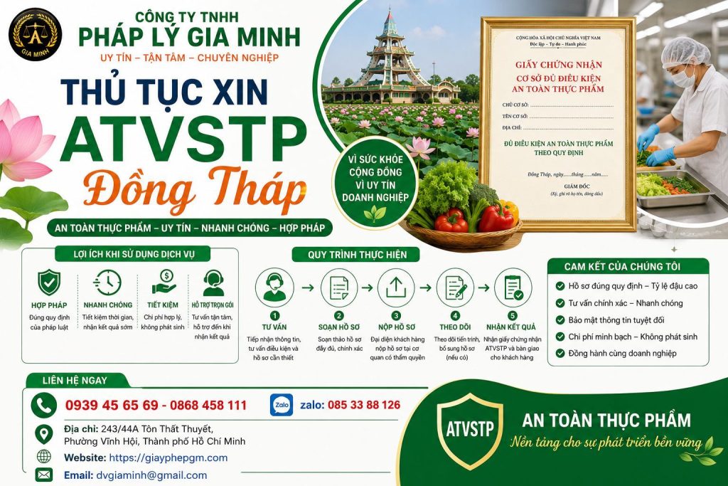 Dịch vụ vệ sinh an toàn thực phẩm tại Đồng Tháp 6 Thủ tục xin ATVSTP Đồng Tháp