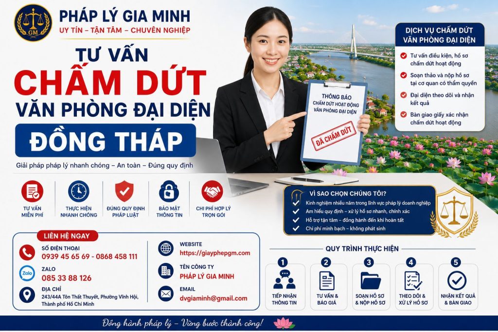 Tư vấn chấm dứt văn phòng đại diện Đồng Tháp