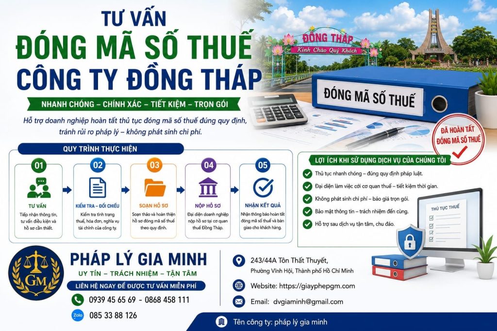 Tư vấn đóng mã số thuế công ty Đồng Tháp