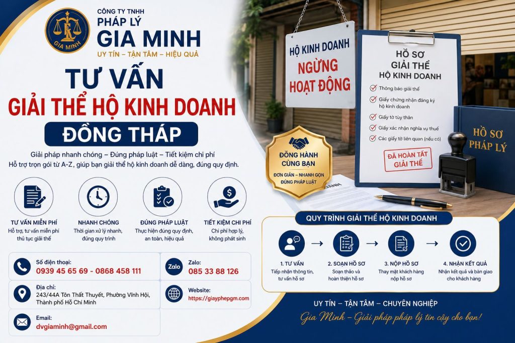 Dịch vụ giải thể hộ kinh doanh tại Đồng Tháp uy tín, nhanh chóng, đúng quy định 8 Tư vấn giải thể hộ kinh doanh Đồng Tháp