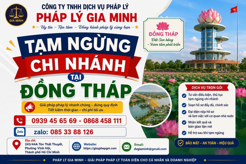 Tạm Ngừng Chi Nhánh Tại Đồng Tháp