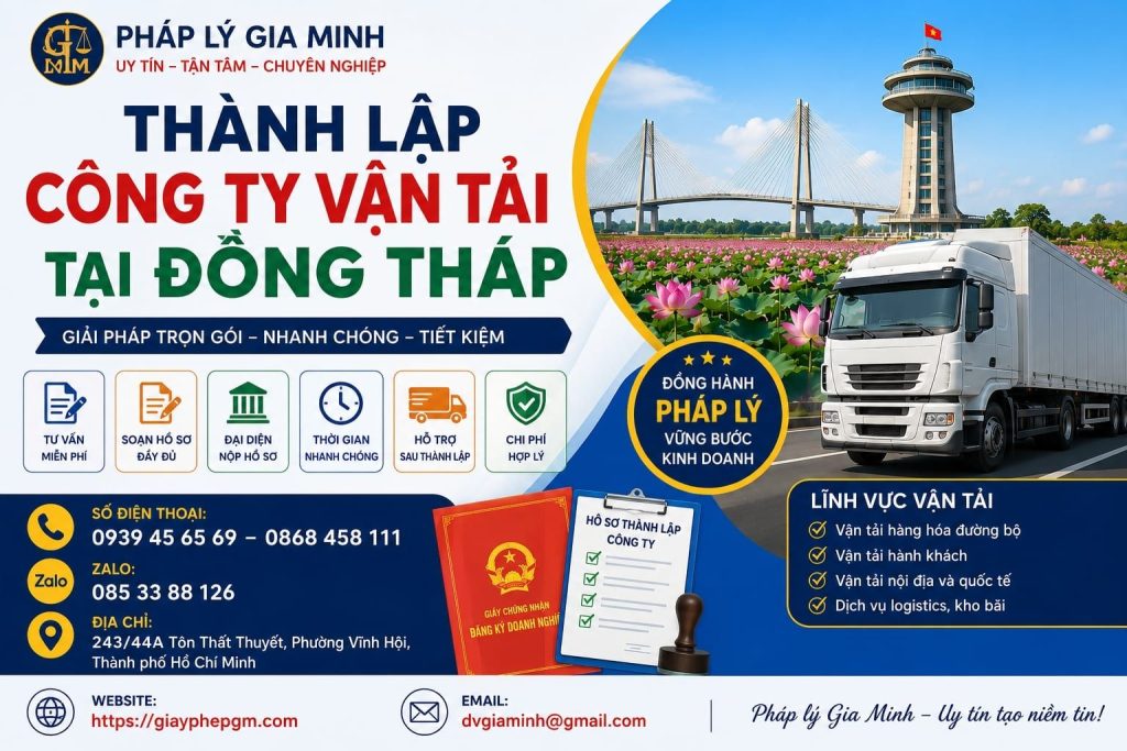 Thành Lập Công Ty Vận Tải Tại Đồng Tháp