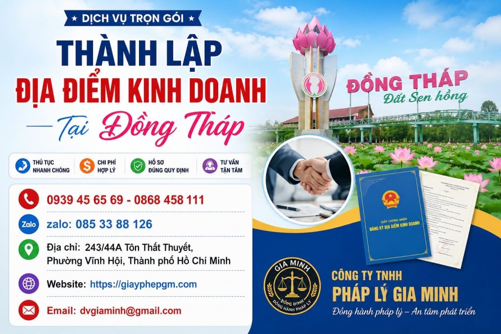 Thành Lập Địa Điểm Kinh Doanh Tại Đồng Tháp