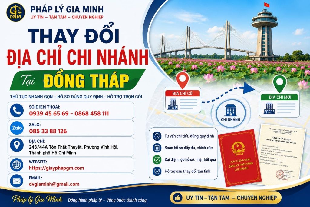 Thay Đổi Địa Chỉ Chi Nhánh Tại Đồng Tháp