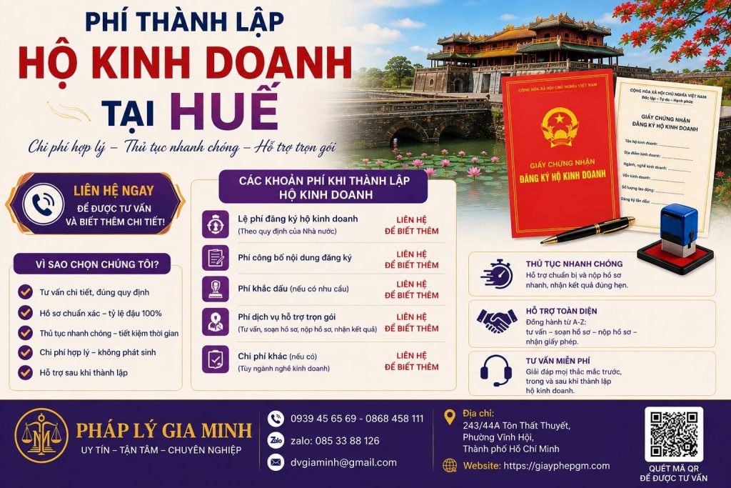 Phí thành lập hộ kinh doanh tại Huế