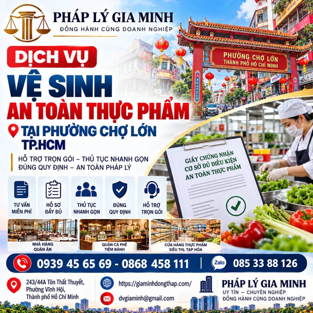 Dịch vụ vệ sinh an toàn thực phẩm tại phường Chợ Lớn TPHCM 1 Dịch vụ vệ sinh an toàn thực phẩm tại phường Chợ Lớn TP.HCM
